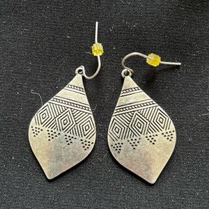 Silver Earrings with Intricate Etched Design